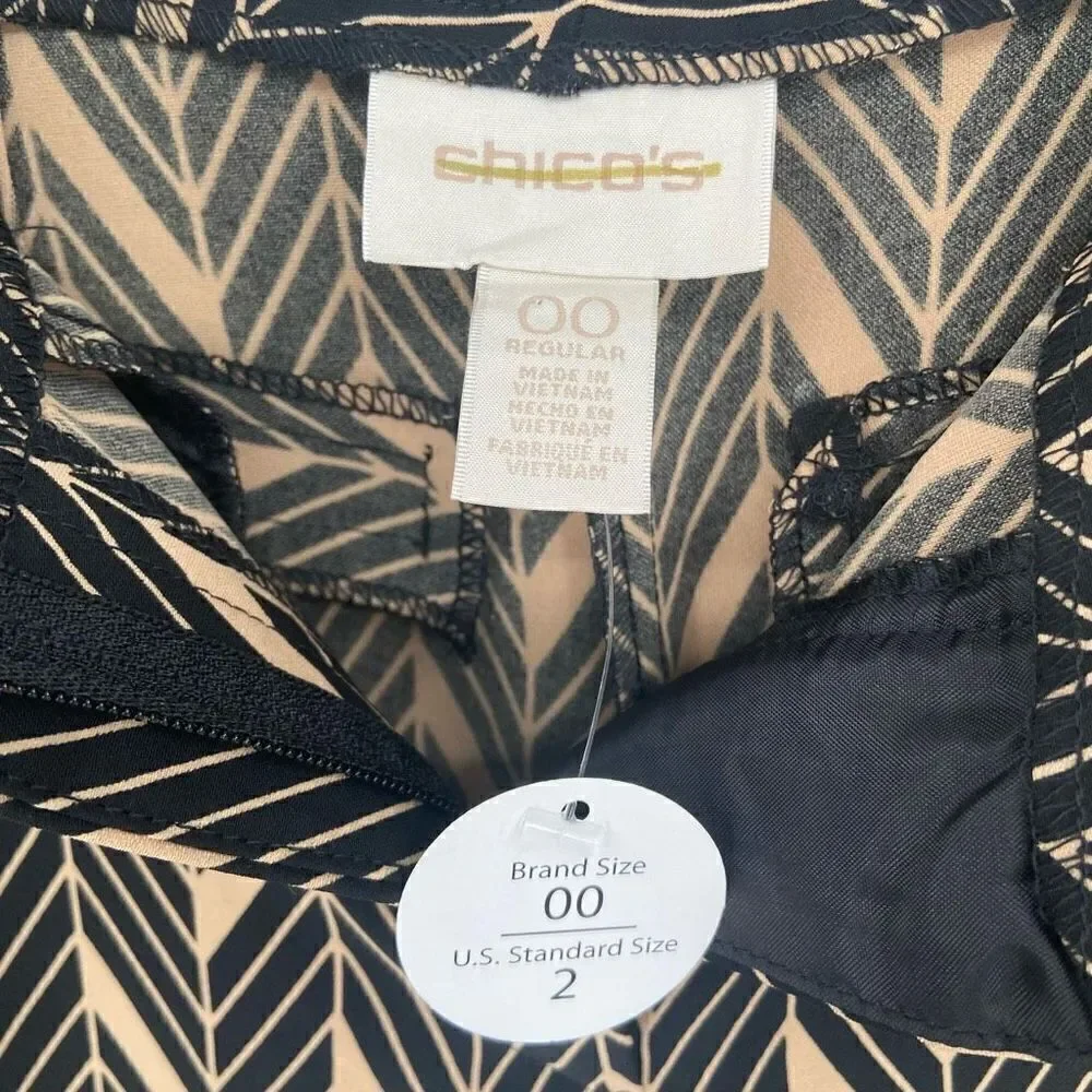 Chico’s Elevated Mitre-Print Wide-Leg Pants Size 2 NWT‎